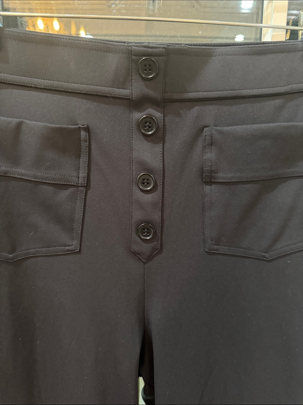 Halara Black Wide Leg Casual Pants Large Tall High Waisted Button Detail Comfort - Picture 4 of 13